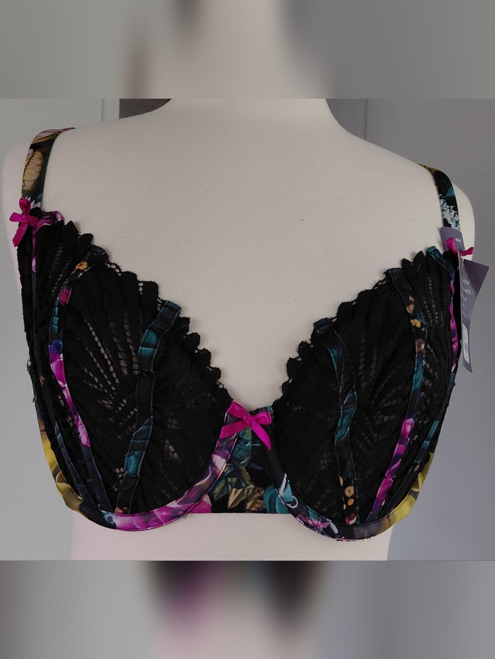 Lane Bryant Seriously Sexy Black Lace/floral Unlined Balconnette Bra 40C Nwt